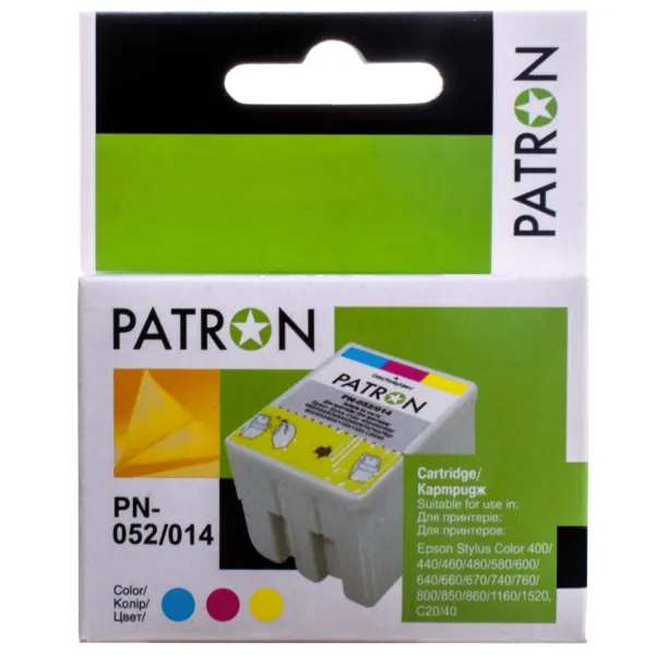 Картридж совместимый Epson T052/T014 (C13T05204010/C13T01440110) 3х12.5 мл, трехцветный Patron (PN-052/014)