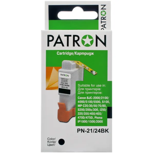 Картридж сумісний Canon BCI-21/BCI-24 (0954A002/6881A002) 225 арк, чорний Patron (PN-21/24BK)