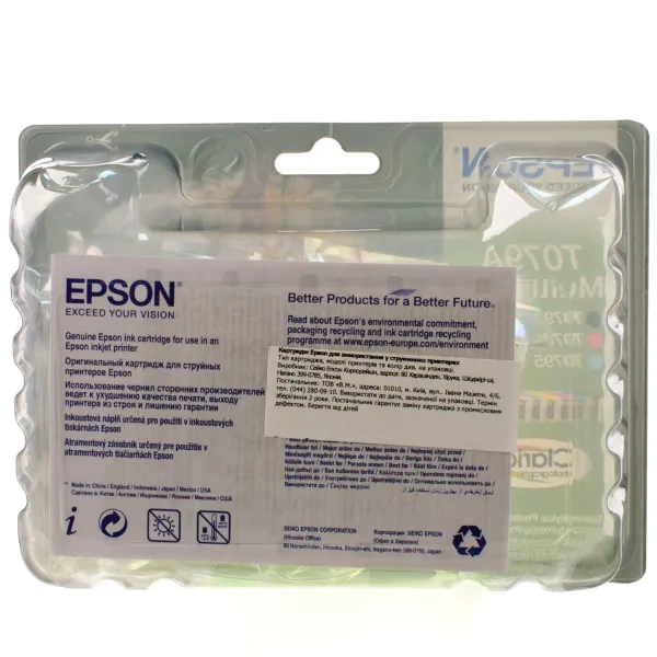 Комплект картриджів T079A4A чорний, блакитний, пурпуровий, жовтий, світло блакитний, світло пурпуровий Epson (C13T079A4A10) - Фото 2