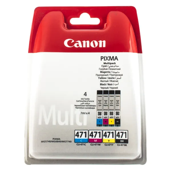 Комплект картриджей CLI-471 черный, голубой, пурпурный, желтый Canon (0401C004)