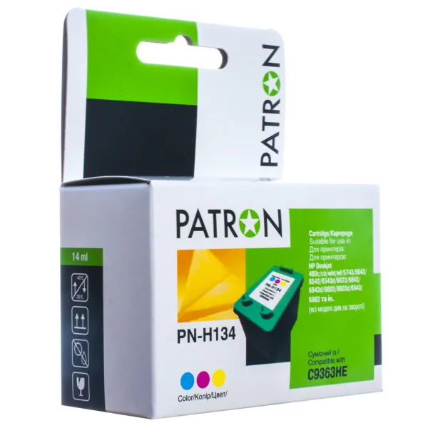 Картридж совместимый HP 134 (C9363HE) 560 стр, трехцветный Patron (PN-H134)