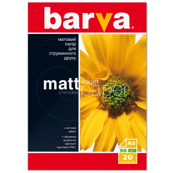 Фотобумага матовая 90 г/м2, A3, 20 л Original Barva (IP-A090-002)