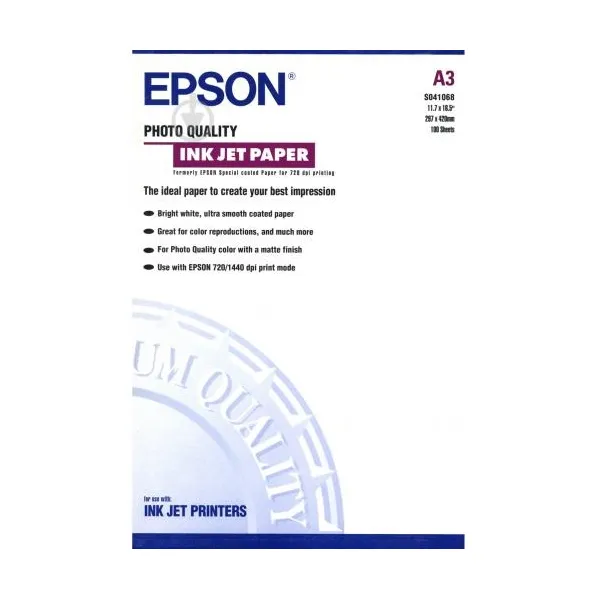 Фотопапір Photo Quality Ink Jet Paper A3, 100 арк Epson (C13S041068)