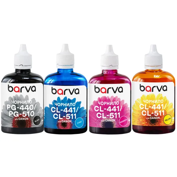 Комплект чорнил сумісних для Canon PGI-5PGBK + CLI-8C/M/Y спеціальні 4x90 г, пігментне/водорозчинні, PGBK/C/M/Y Barva (CPGI5-4-090-MP)
