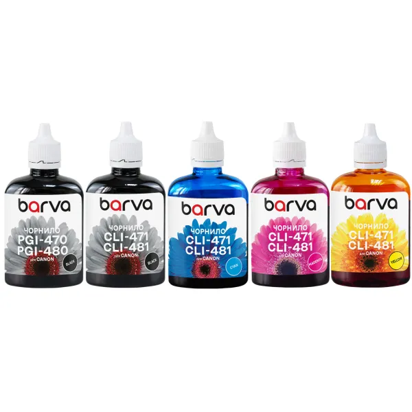 Комплект чернил совместимых для Canon PGI-480PGBK + CLI-481BK/C/M/Y специальные 5x90 г, пигментные/водорастворимые, PGBK/BK/C/M/Y Barva (CPGI480-5-090-MP)