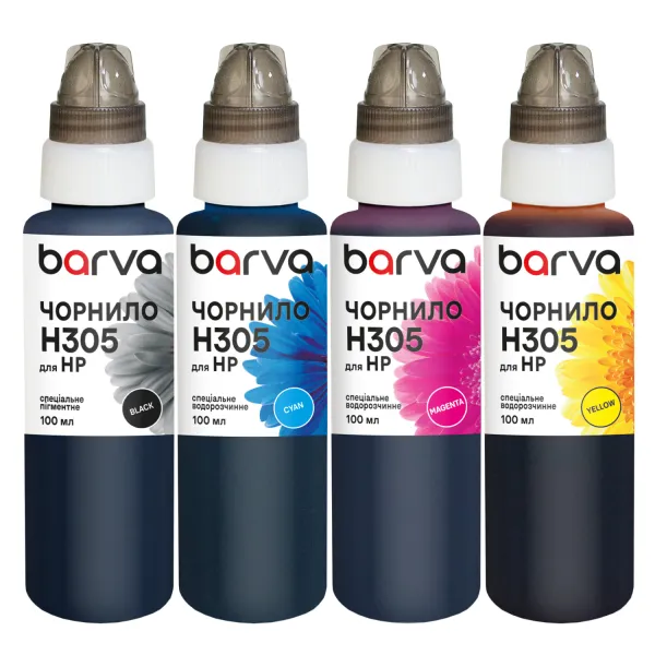 Комплект чернил для HP 305 специальные 4x100 мл, пигментные/водорастворимые, BK/C/M/Y Barva (H305-100-MP)