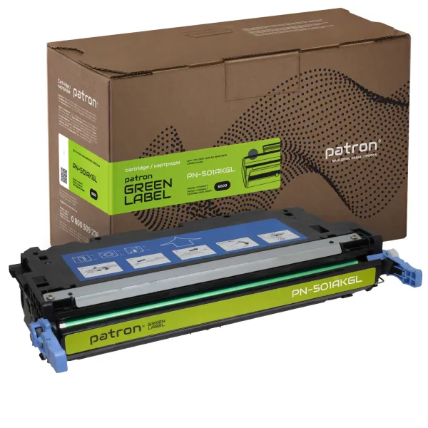 Картридж совместимый HP 501A (Q6470A) Green Label, черный Patron (PN-501AKGL)