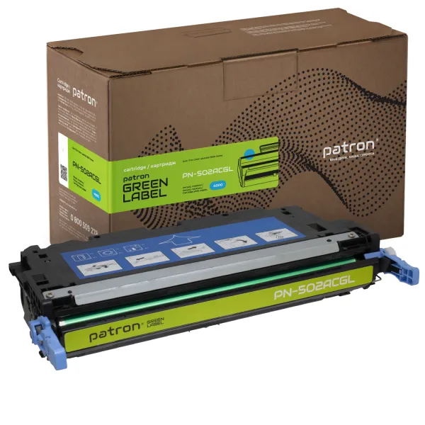 Картридж совместимый HP 502A (Q6471A) Green Label, голубой Patron (PN-502ACGL)