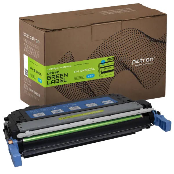 Картридж совместимый HP 643A (Q5951A) Green Label, голубой Patron (PN-643ACGL)