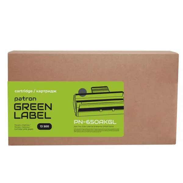 Картридж совместимый HP 650A (CE270A) Green Label, черный Patron (PN-650AKGL) - Фото 2