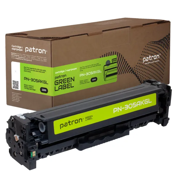 Картридж совместимый HP 305A (CE410A) черный Green Label Patron (PN-305AKGL)