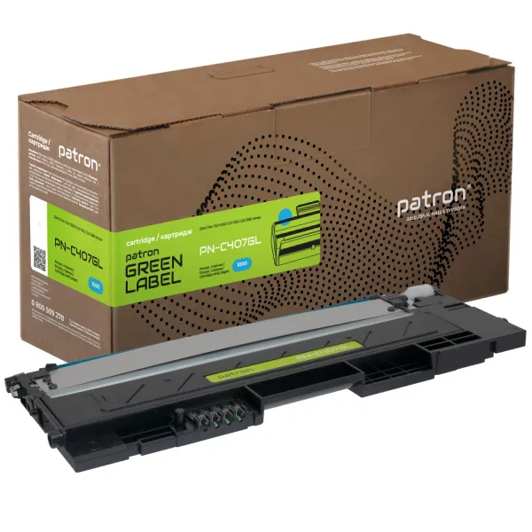 Тонер-картридж совместимый Samsung CLT-C407S голубой Green Label Patron (PN-C407GL)