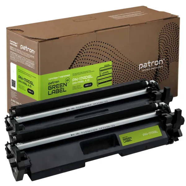 Тонер-картридж совместимый HP 17A (CF217A) двойная упаковка Green Label Patron (PN-17ADGL)