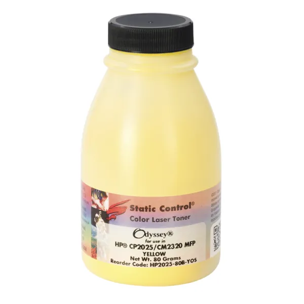 Тонер HP CLJ CP2025 флакон, 80 г, желтый SCC (HP2025-80B-YOS)