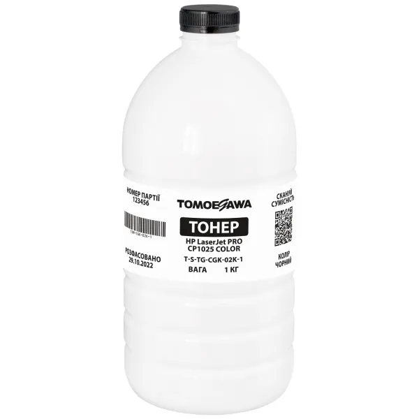 Тонер HP LaserJet Pro CP1025 color флакон, 1 кг, черный, химический Tomoegawa (TSM-CGK-02K-1)
