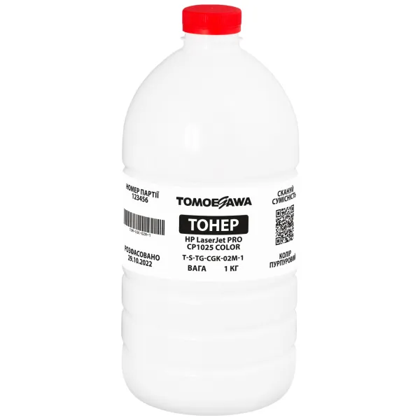 Тонер HP LaserJet Pro CP1025 color флакон, 1 кг, пурпурный, химический Tomoegawa (TSM-CGK-02M-1)