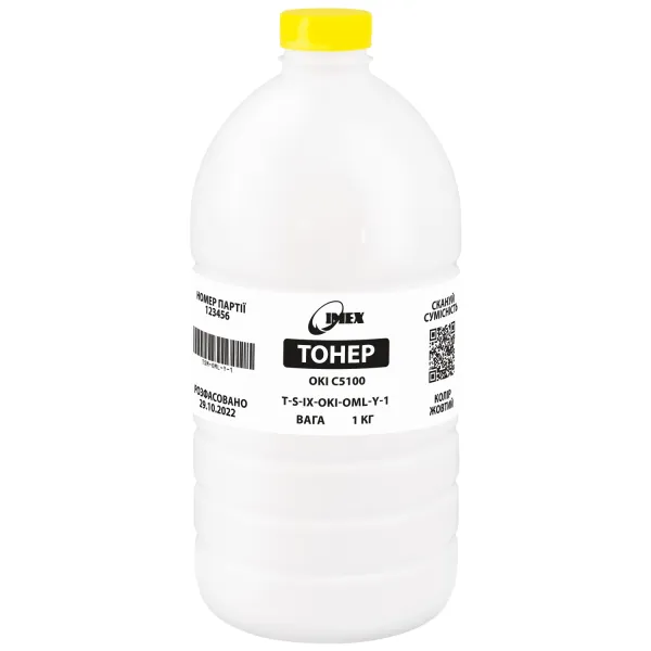 Тонер Oki C5100 флакон, 1 кг, желтый Imex (TSM-OML-Y-1)