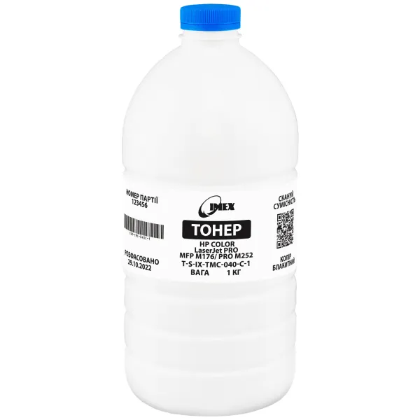 Тонер HP Color LaserJet Pro MFP M176/Pro M252 голубой, флакон 1 кг Imex (TSM-TMC-040C-1)