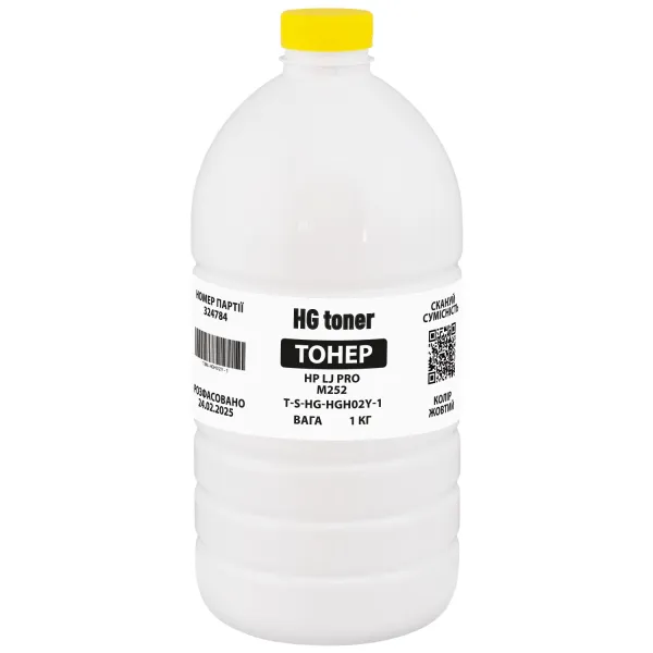 Тонер HP LJ Color Pro M252 флакон, 1 кг, желтый HG toner (TSM-HGH02Y-1)