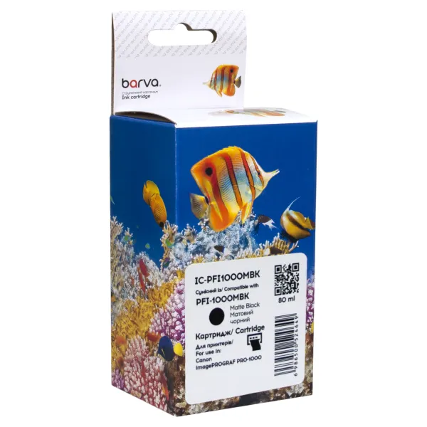 Картридж совместимый Canon PFI-1000MBK (0545C001) 80 мл, матовый черный Barva (IC-PFI1000MBK)