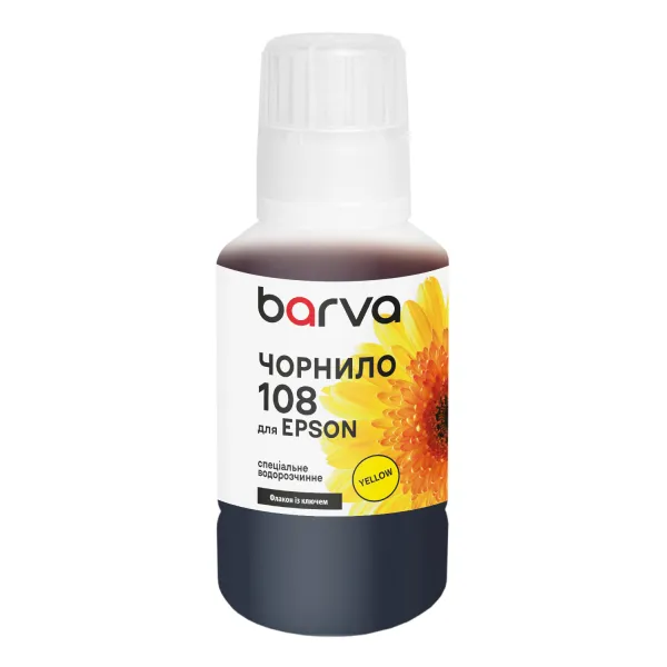 Чернила для Epson 108 Y специальные 140 мл, OneKey, водорастворимые, желтые Barva (E108-1012)