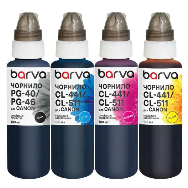 Комплект чорнил для Canon PG-40BK + CL-41C/M/Y спеціальні 4x100 мл, пігментне/водорозчинні, BK/C/M/Y Barva (CPG40-100-MP)