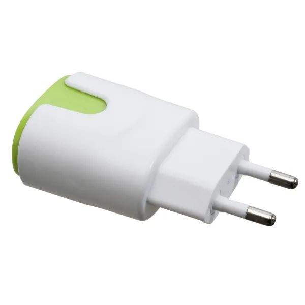 Устройство зарядное сетевое 2xUSB 2.0 2A/1A, бело-зеленое Patron (PN-2USB-220V-G) - Фото 3