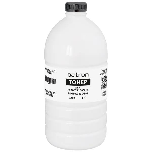 Тонер XER C230/C310/C410 флакон, 1 кг, чорний Patron (PN-XC230-B-1)