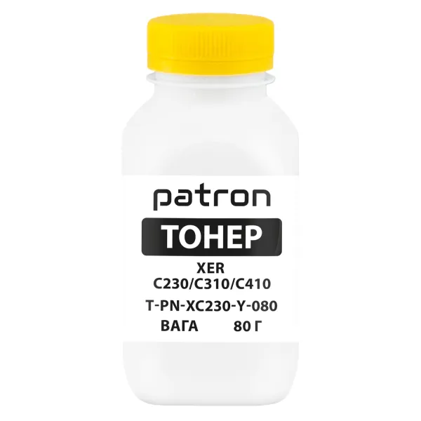 Тонер XER C230/C310/C410 флакон, 80 г, жовтий Patron (PN-XC230-Y-080)